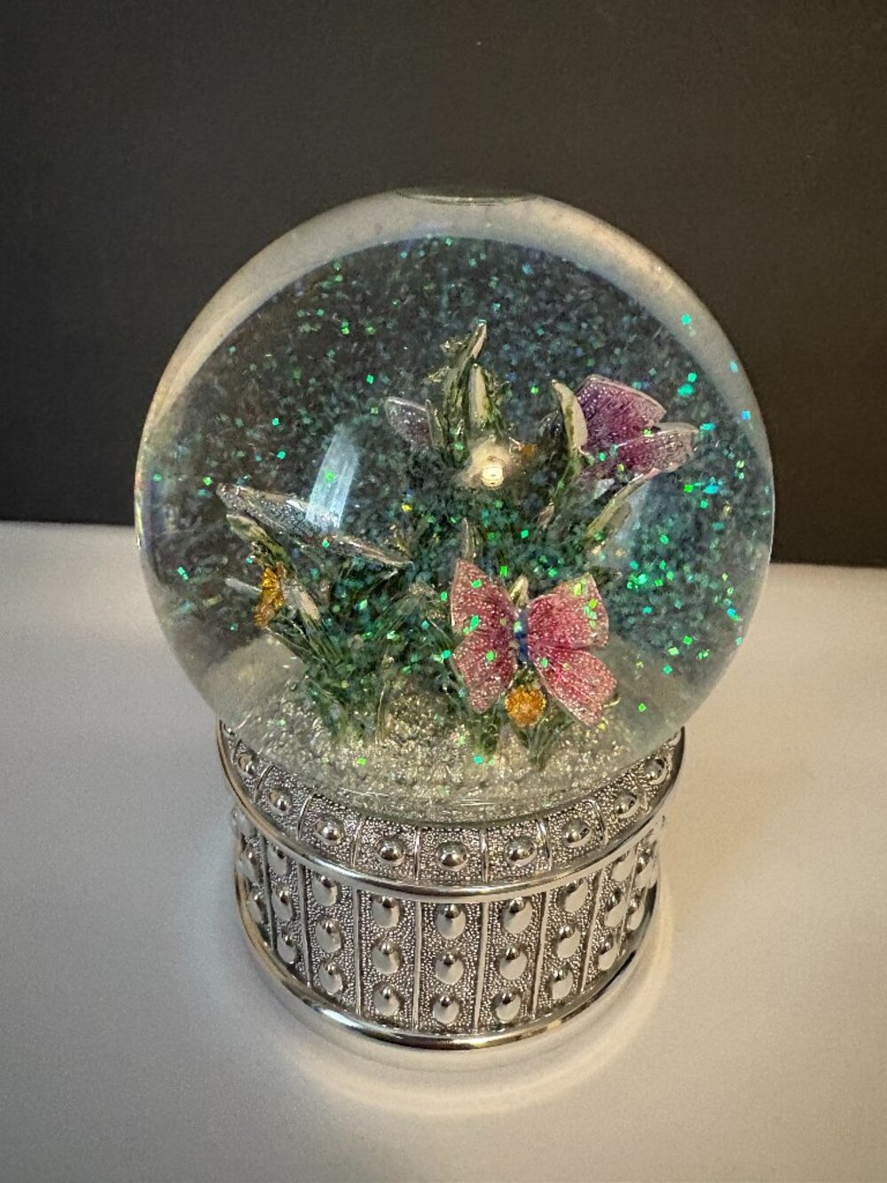 Things Remembered Butterflies 'The Flower Song' Music Snow Globe w/Silver Base